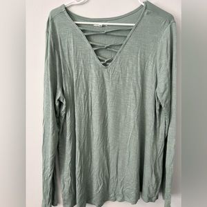 Womens Long Sleeve Green Top